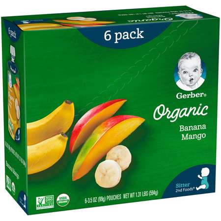 Gerber Gerber 2nd Foods Organic Banana Mango Baby Food 3.5 oz., PK12 00015000960155